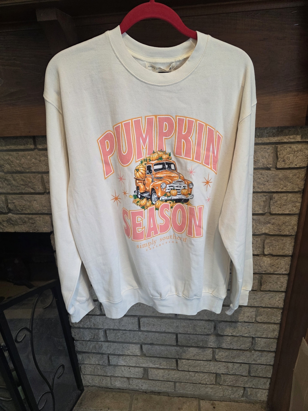 Simply Southern White "Pumpkin Season" Graphic Sweatshirt with Orange Accents - Picture 2 of 5